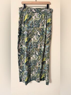 EARTHBOUND Teal, Green & Yellow Paisley Maxi Skirt, size XXL